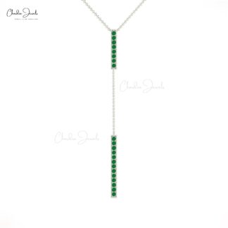 Pure 14k Gold Drop Chain Necklace In 2mm Zambian Emerald Gemstone Necklace For Her