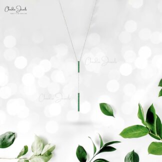 Pure 14k Gold Drop Chain Necklace In 2mm Zambian Emerald Gemstone Necklace For Her