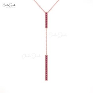 Genuine Pink Tourmaline 14k Solid Gold Long Drop Necklace