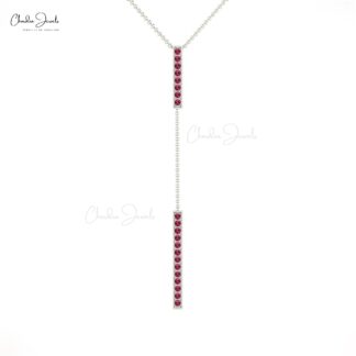 Genuine Pink Tourmaline 14k Solid Gold Long Drop Necklace