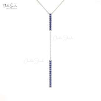 Lariat Wedding Necklace In 14k Solid Gold Tanzanite 2mm Gemstone Drop Chain Necklace