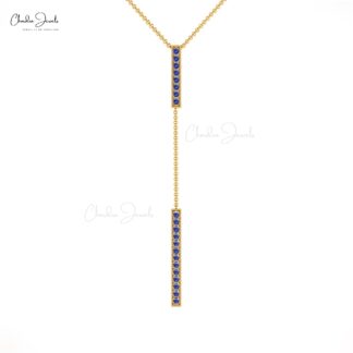 Lariat Wedding Necklace In 14k Solid Gold Tanzanite 2mm Gemstone Drop Chain Necklace