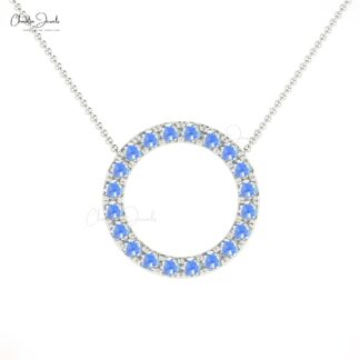 Gemstone Circle Chain Necklace With 1 Ct Rainbow Moonstone Necklaces In 14k Real Gold