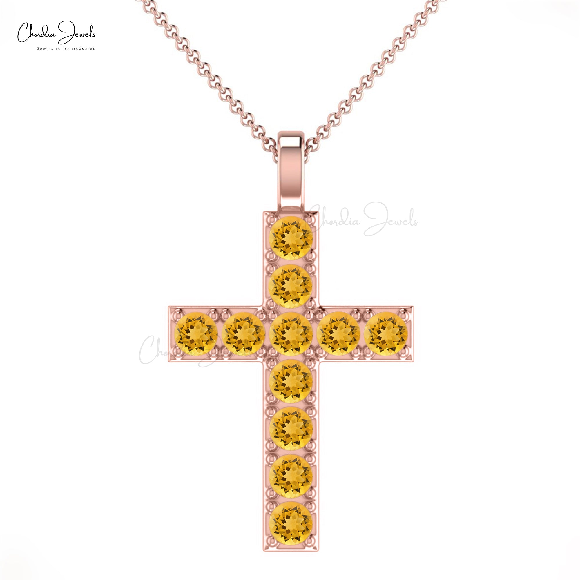 Pave Set Cross Locket In 14k Real Gold Citrine 0.55 Ct Gemstone Jesus Pendant For Her