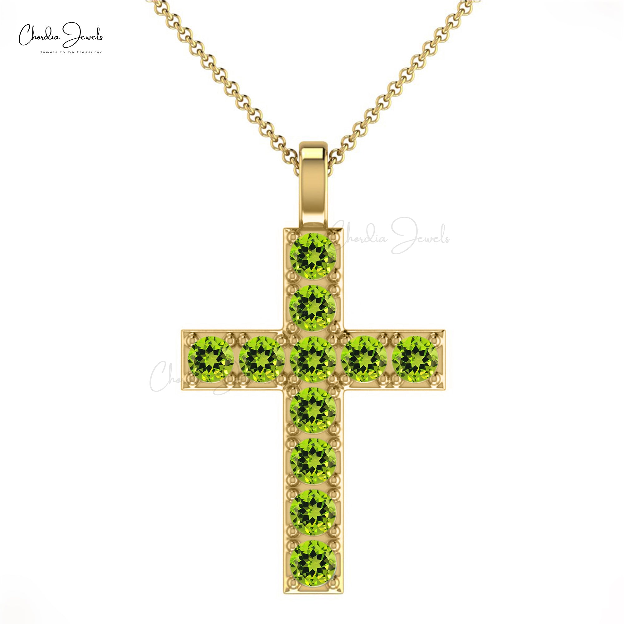 Lords Prayer Cross Locket With 2mm Peridot Pave Set In 14k Real Gold Jesus Pendant