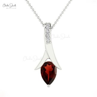 Natural Garnet Pendant in 14k Solid Gold For Women’s