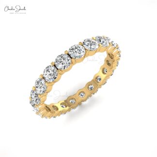 Full Eternity Wedding Band With 2.5mm White Diamond Prong Set In 14k Solid Gold Ring