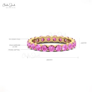 Natural Pink Sapphire Eternity Wedding Band Ring for Her