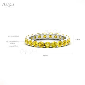 Natural Yellow Sapphire Eternity Band Ring In 14k Real Gold September Birthstone Jewelry