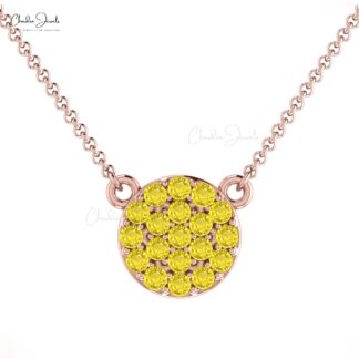 Genuine Yellow Sapphire Cluster Necklace With 2mm Gemstone 14k Real Gold Necklace