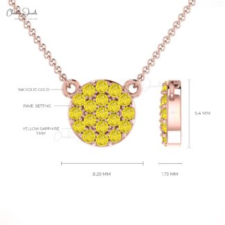 Genuine Yellow Sapphire Cluster Necklace With 2mm Gemstone 14k Real Gold Necklace