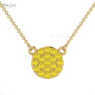 Genuine Yellow Sapphire Cluster Necklace With 2mm Gemstone 14k Real Gold Necklace