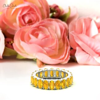 Oval Cut Stackable Ring With 5x3mm Citrine Gemstone 14k Real Gold Engagement Ring