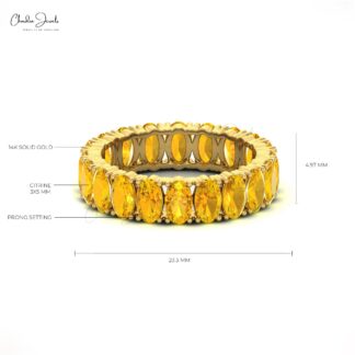 Oval Cut Stackable Ring With 5x3mm Citrine Gemstone 14k Real Gold Engagement Ring