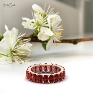 Natural Garnet Eternity Band in14k Solid Gold