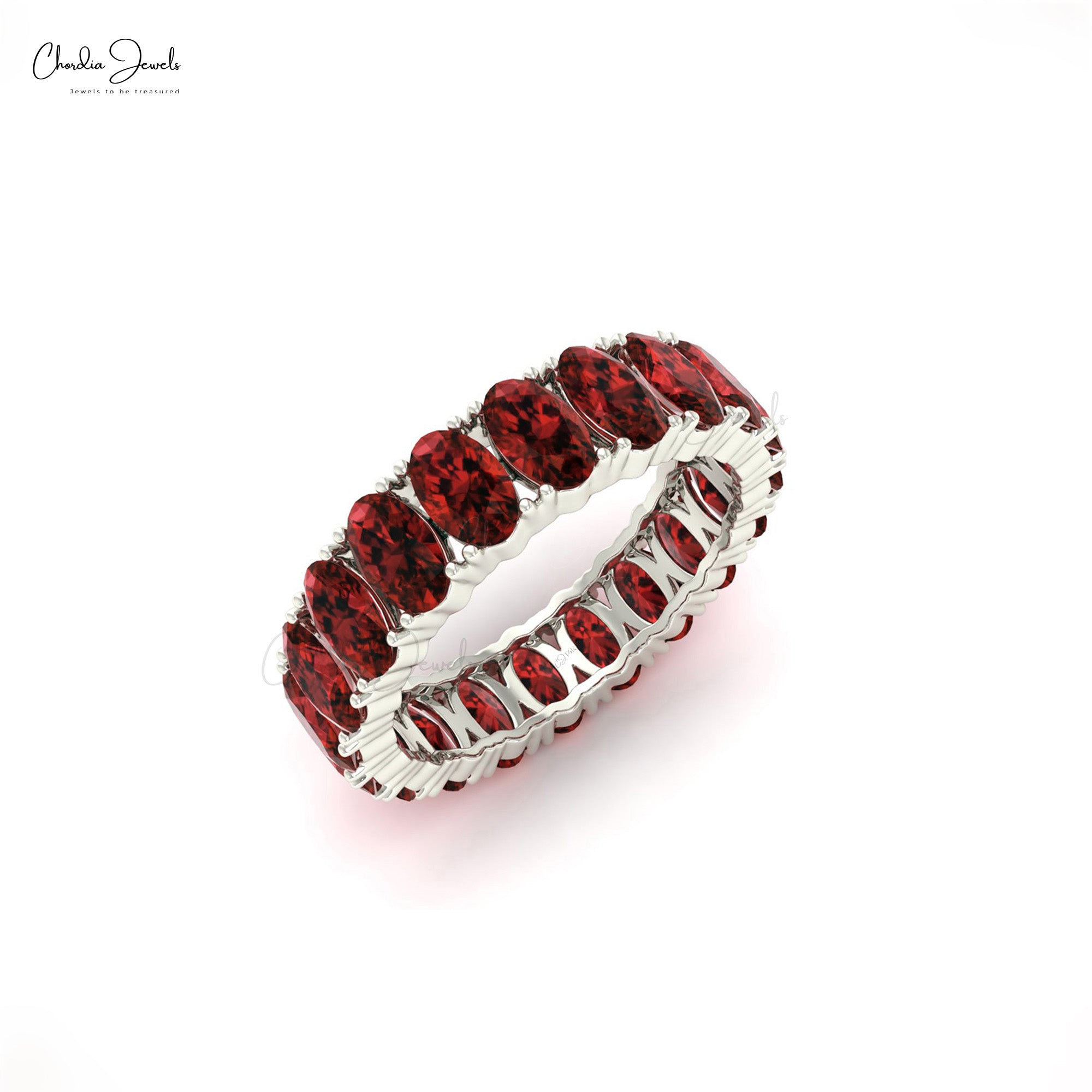 Natural Garnet Eternity Band in14k Solid Gold