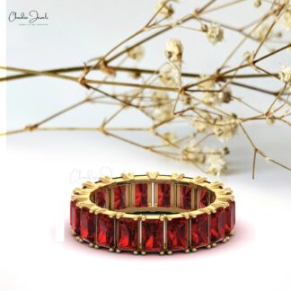 Natural Garnet Full Eternity Band in 14k Solid Gold