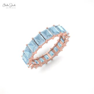 Natural Aquamarine Eternity Band in14k Solid Gold for Women