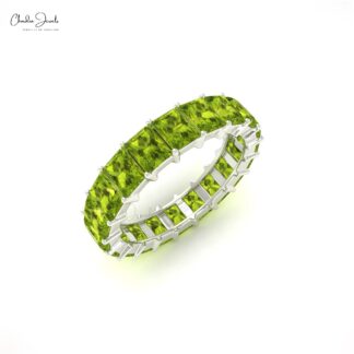 Genuine Peridot Octagon Eternity Band In 5x3mm Gemstone 14k Solid Gold Fine Jewelry
