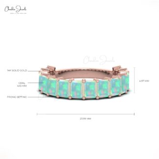 Halfway Engagement Band In Real 14k Gold Fire Opal 2.8 Ct Gemstone Eternity Ring