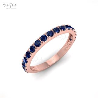 0.51Cts Natural Blue Sapphire Band Round Half Eternity Band