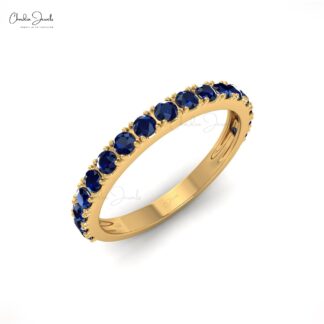 0.51Cts Natural Blue Sapphire Band Round Half Eternity Band