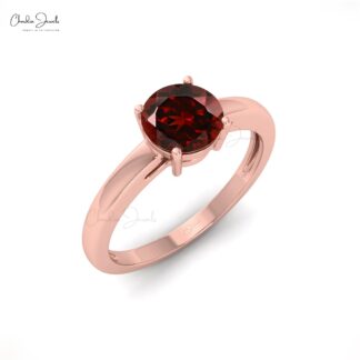 Natural 1.1 Carats Garnet Solitaire Ring For Her in 14k Solid Gold