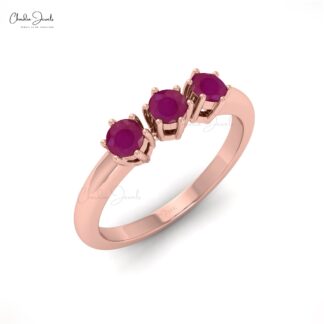 Natural Ruby 0.30Ct Gemstone Dainty Ring With 14k Solid Gold Birthstone Jewelry For Birthday