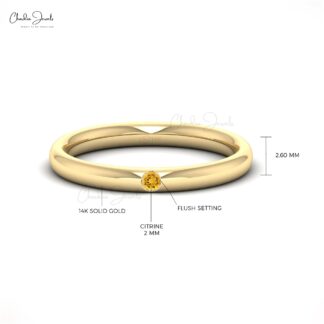 Genuine Citrine Stackable Ring In 14k Solid Gold Solitaire Gemstone Fine Jewelry For Mom