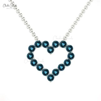 Genuine London Blue Topaz Heart Necklace In 14k Solid Gold Gemstone Minimal Jewelry