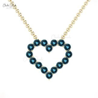 Genuine London Blue Topaz Heart Necklace In 14k Solid Gold Gemstone Minimal Jewelry