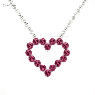 Natural Pink Tourmaline Chain Necklace With 1 Ct Gemstone Bead Set In 14k Real Gold Jewelry