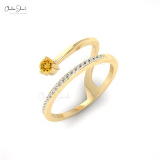 Natural Citrine Faceted Dainty Engagement Ring