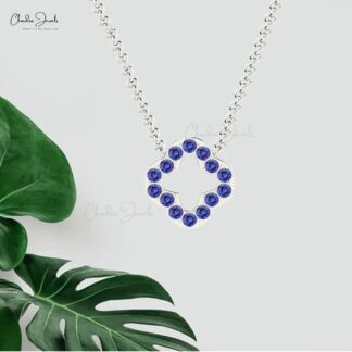 Open Clover Women Necklace In Pure 14k Gold Tanzanite 0.84 Ct Gemstone Chain Necklace