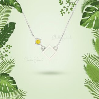 Natural Yellow Sapphire Necklace With 2.5mm Gemstone Accented In 14k Real Gold Jewelry