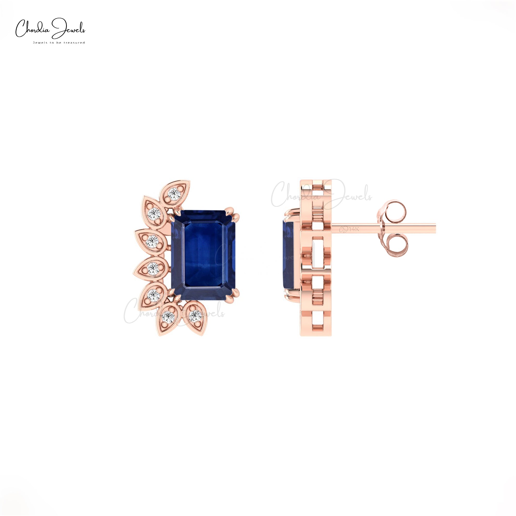 Gemstone Statement Earring With 2 Ct Blue Sapphire And Pave Diamond Hallmark Earrings