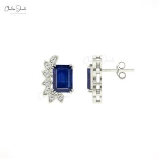 Gemstone Statement Earring With 2 Ct Blue Sapphire And Pave Diamond Hallmark Earrings