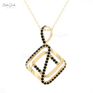 Natural Black Diamond Wrap Style Pendant In 14k Solid Gold Pave Set Minimalist Jewelry