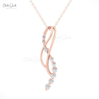 Hidden Bail Minimal Pendant In Solid 14k Gold White Diamond 0.36 Ct Infinity Necklace