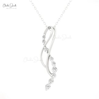 Hidden Bail Minimal Pendant In Solid 14k Gold White Diamond 0.36 Ct Infinity Necklace