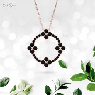 Open Circle Karma Pendant In 14k Solid Gold Black Diamond 1.44 Ct Round Cut Pendants