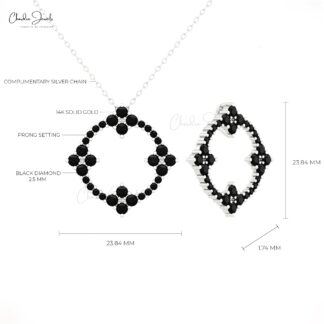 Open Circle Karma Pendant In 14k Solid Gold Black Diamond 1.44 Ct Round Cut Pendants