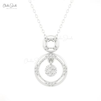 Hidden Bail Open Circle Pendant In Solid 14k Gold G-H Diamond Minimalist Pendants