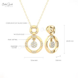 Hidden Bail Open Circle Pendant In Solid 14k Gold G-H Diamond Minimalist Pendants