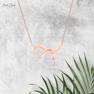 Infinity Curved Necklace In 3mm Diamond Solitaire Dainty Chain Necklace In Solid 14k Gold