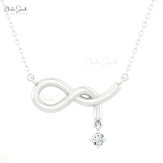 Infinity Curved Necklace In 3mm Diamond Solitaire Dainty Chain Necklace In Solid 14k Gold