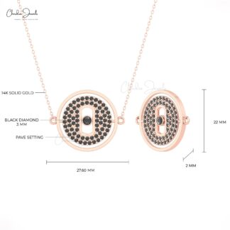 Moving Stone Chain Necklace With 1 Ctw Black Diamond 14k Solid Gold Cluster Fine Jewelry