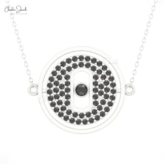 Moving Stone Chain Necklace With 1 Ctw Black Diamond 14k Solid Gold Cluster Fine Jewelry