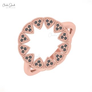 Open Statement Ring In Pure 14k Gold Black Diamond Sun Starbust Affordable Rings For Her