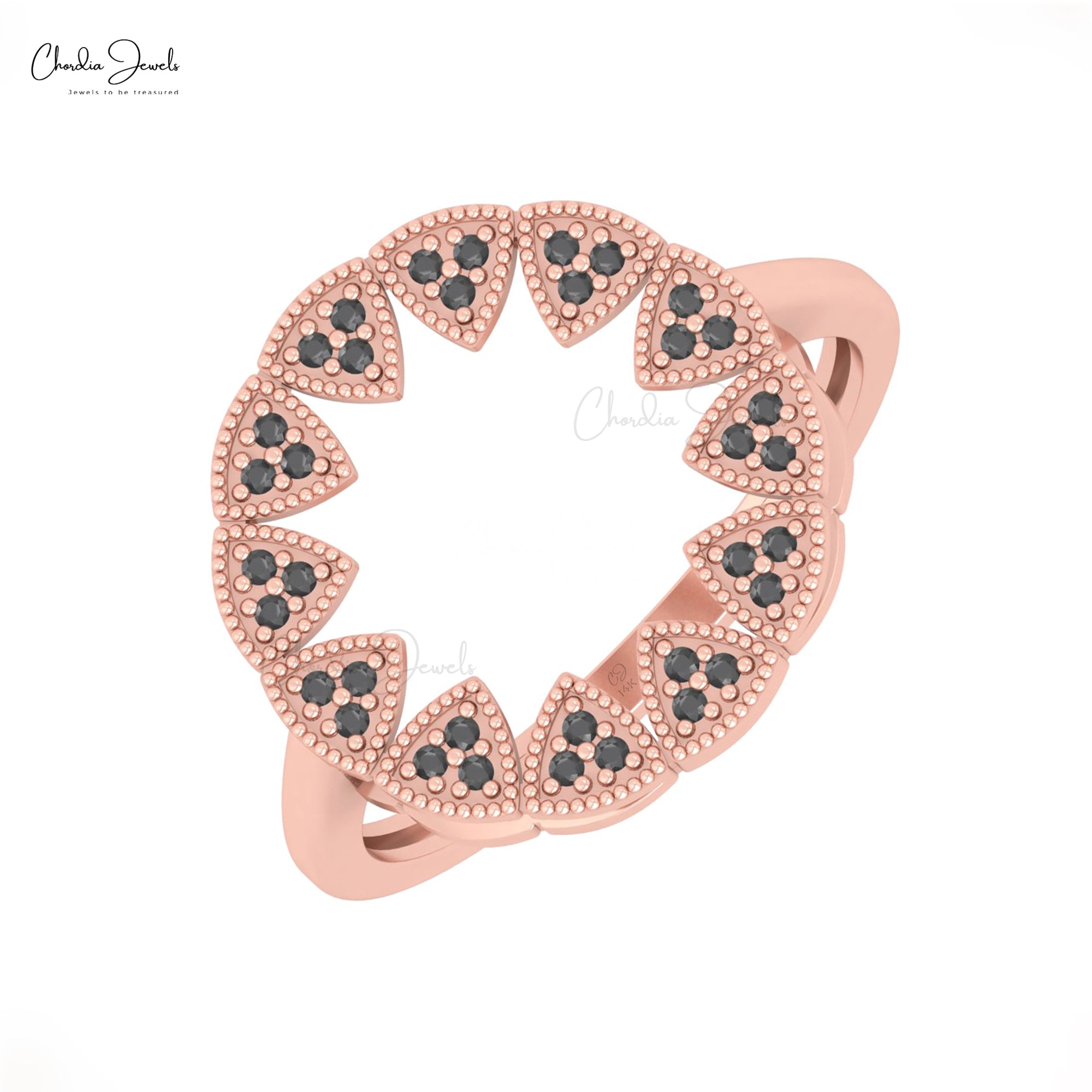 Open Statement Ring In Pure 14k Gold Black Diamond Sun Starbust Affordable Rings For Her